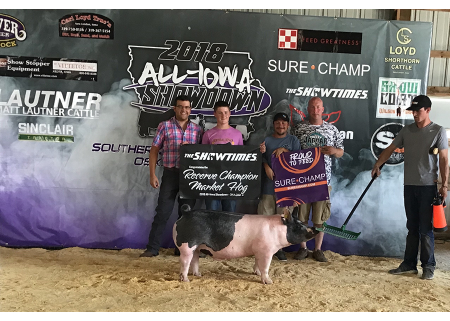 18 All Iowa Showdown, Reserve Champion Market Hog, Shown by Pierce Woodruff