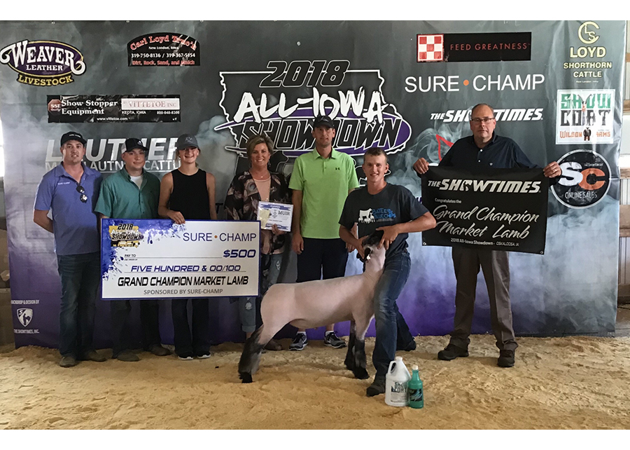2018 All Iowa Showdown, Grand Champion Market Lamb, Shown by Riley Jansen Champ